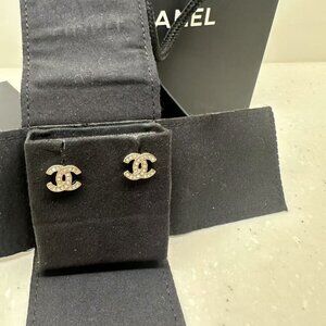Chanel classic double c gold earrings